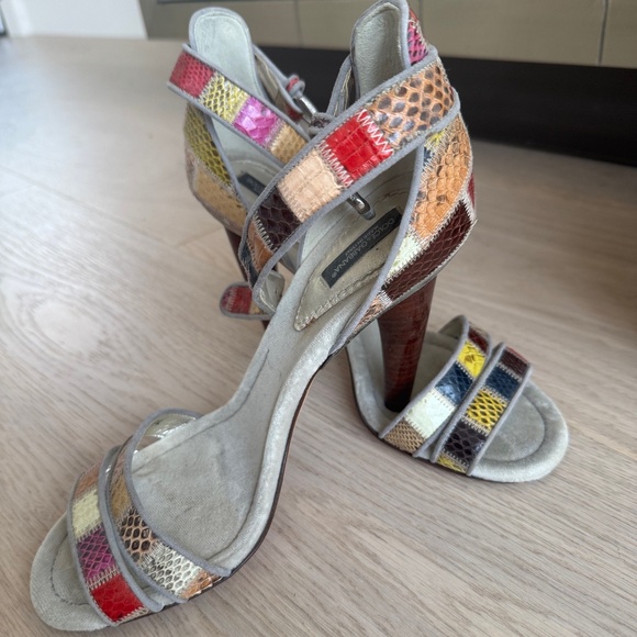 Dolce & Gabbana Patchwork Snakeskin Sandals - Picture 1 of 4
